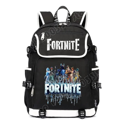 Fortnites раница с голям капацитет, ежедневна чанта за рамо с USB порт, унисекс аниме ученическа раница, нов стилен подарък за канцеларски принадлежности