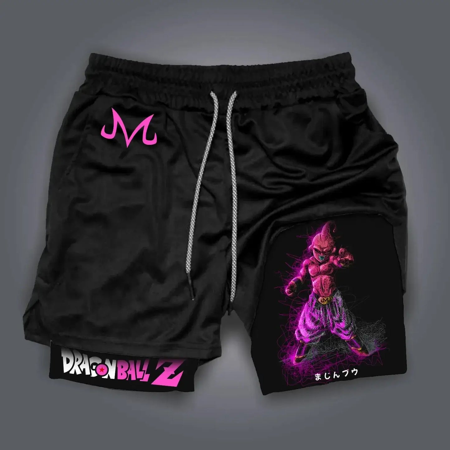 Dragon Ball Anime Peripheral Majin Buu GOKU Printed Sports Double-layer Shorts American 2025 Summer Men's Loose Breathable Pants, produit gaming premium Fraquane