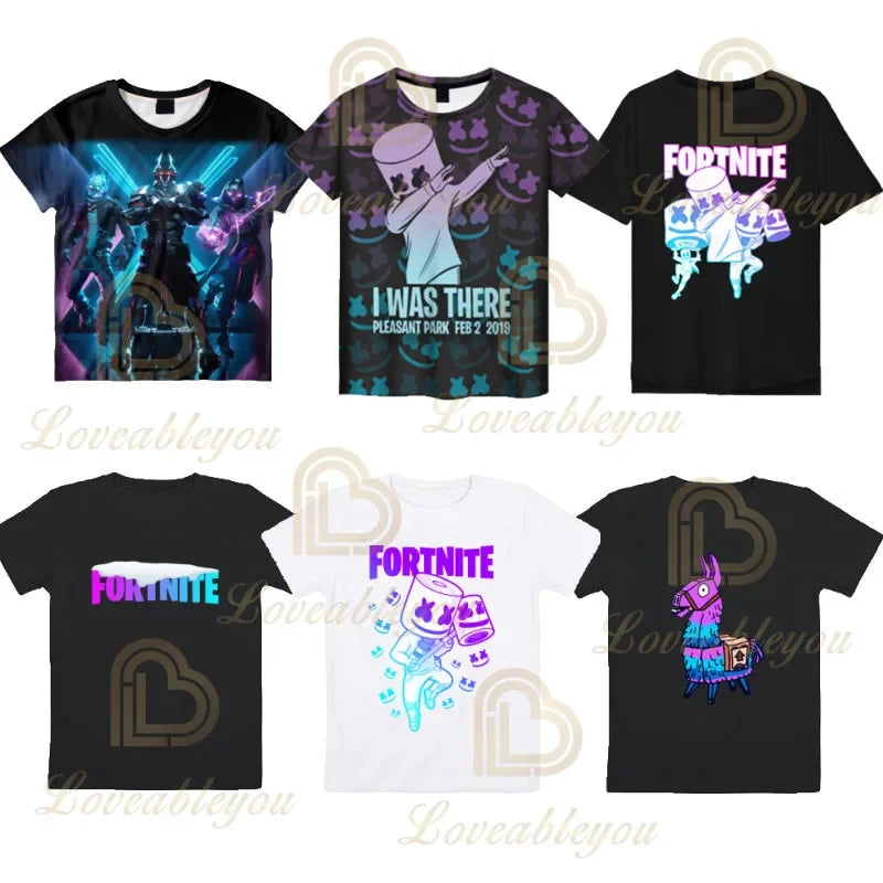 Boys Girls Cartoon T-shirt Fortnite Tshirt Battle Royale 3D 3 To 14 Years Victory Royale Game Kids Tops Teen Clothes