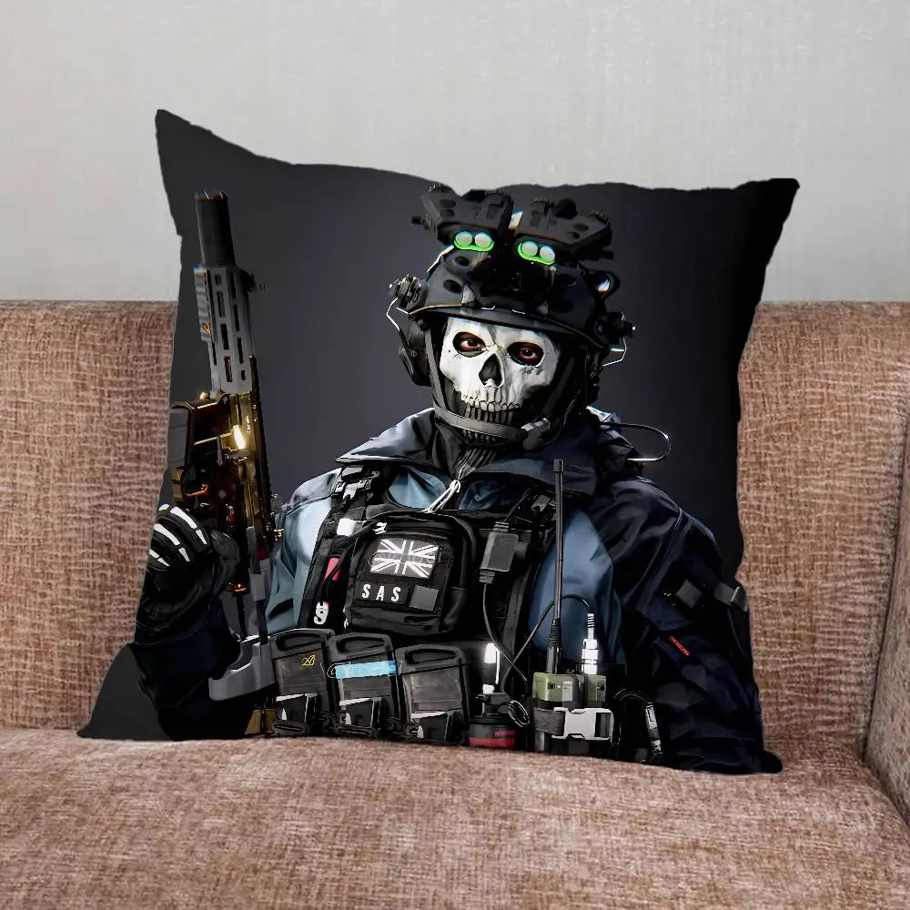 C-Cod C-Call of Duty Simon Ghost Riley Pillow Case For Home Bedroom Car Office Decoration Living Room Sofa Cushion Cover
