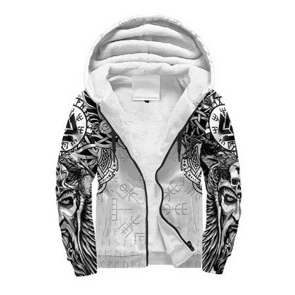 Mjolnir Odino Corvo Lupo Tatuaggio Felpa con cappuccio da uomo invernale più spessa con zip, stampata in 3D, unisex, casual, tuta con cappuccio, giacca in pile calda KD16