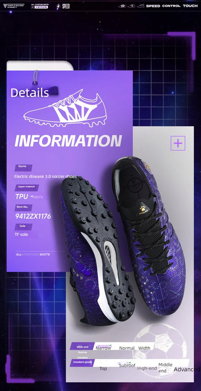 KELME Adult Football Shoes Men's Disease Electric 3.0 Short Spikes MG Professional Match Training Shoes Breathable
