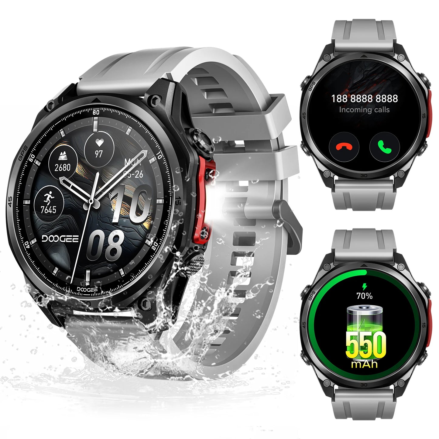 DOOGEE ANYWISE W1 PRO AI Smart Watch 1.43" AMOLED Display 5ATM IP68 Water Resistance GPS Tracking Sport Watch with Offine Maps