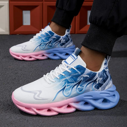 Couple Running Shoes for Men and Women, Lightweight Mesh, Breathable, Comfortable, Flat Soft Tennis Shoes, Summer Lace-up Sneakers for Men