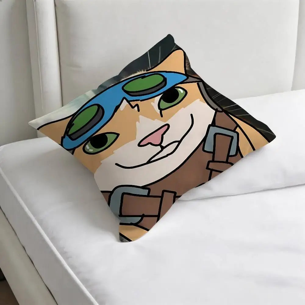 Jetpack Cat O-Overwatch Game Square Pillow Case Soft Decorative Throw Pillow Cover for Home Sofa Bed