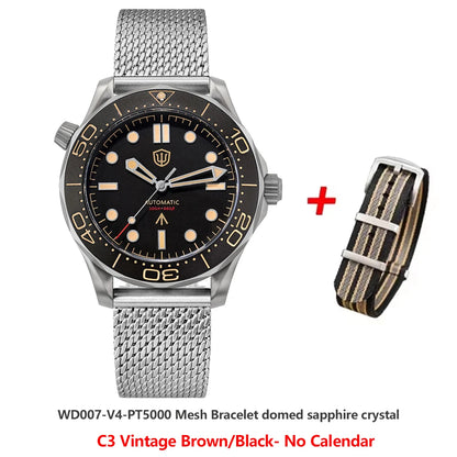 Watchdives WD007 V4 Titanium NTTD Dive Watch PT5000 Automatic Movement Sapphire Super Luminous Domed Crystal 42mm Men Watches