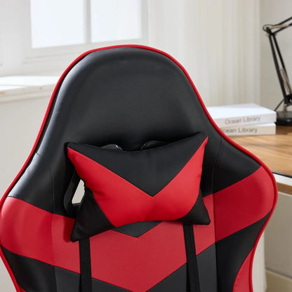 Ergonomic Racing Gaming Chair with Lumbar Support, Massage Function, Footrest, Reclining Leather Gaming Chair for Office & PC Gaming