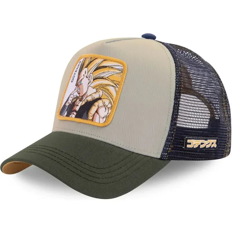 Kapa Dragon Ball Son Goku, bejzbolska kapa, poletna potovalna kapa s ščitkom, moška kapa z vezenjem, hip-hop kapa s ščitkom proti soncu, nastavljiva kapa v stilu »trucker«, mrežasta kapa