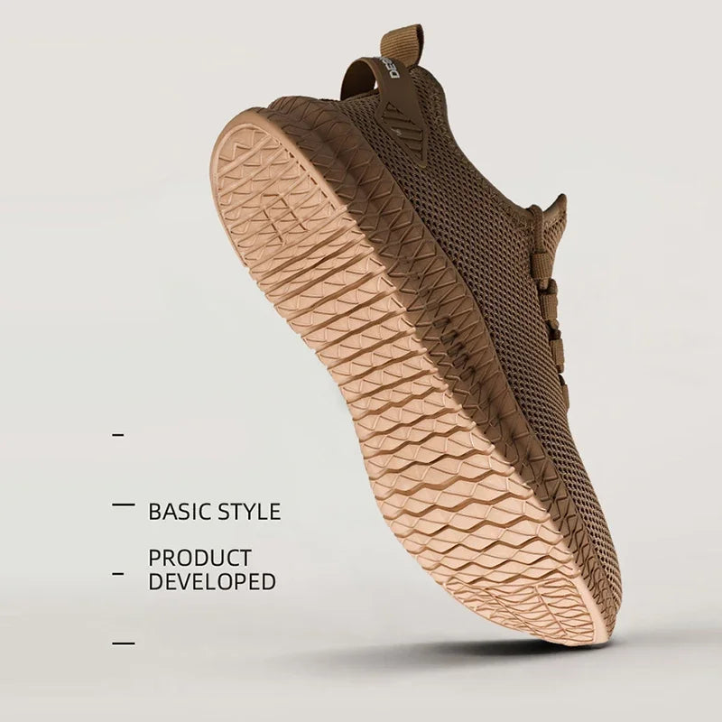 Zapatillas deportivas informales antideslizantes para hombre, transpirables, para correr al aire libre, entrenar, hacer senderismo y practicar deportes; zapatillas con cordones de tejido de punto para actividades al aire libre