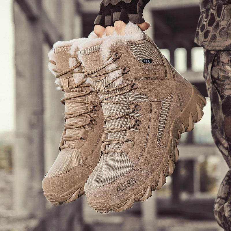 Chaussures de neige antidérapantes pour hommes, bottines montantes à plateforme, confortables et chaudes, bottes d'hiver pour hommes, bottes de couture dans le désert