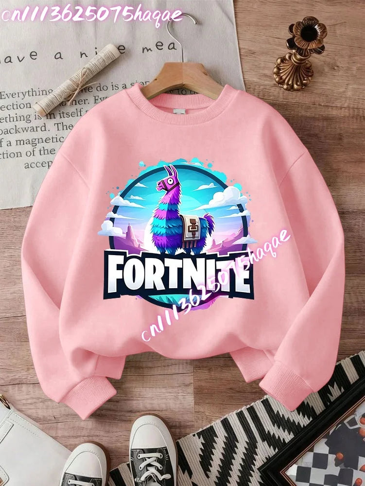 Fortnite Series Kids Sweatshirts Trendy Boys Girl Long Sleeves Pullover Tops Autumn Winter Cartoon Child Clothes Birthday Gifts