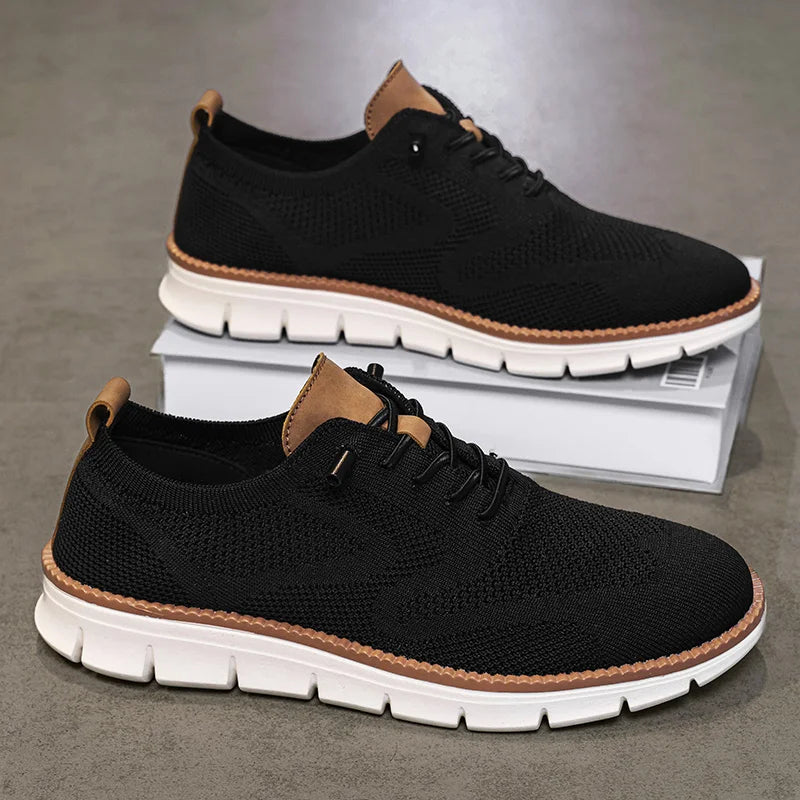 Men Casual Shoes Classic Breathable Brogue Flats Cushioning Color Blocking Design Dress Shoes Versatile Sneakers Lightweight