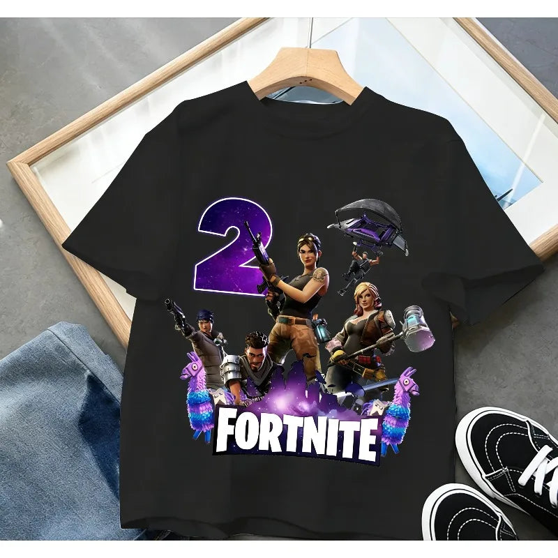 Fortnite Children’s Birthday Number T-Shirt Girls Boys Summer Clothes Baby Cotton Tee Shirts Party Short Sleeve Tops Toddler Gift
