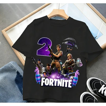 Fortnite Children’s Birthday Number T-Shirt Girls Boys Summer Clothes Baby Cotton Tee Shirts Party Short Sleeve Tops Toddler Gift