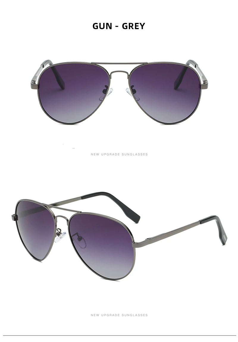 Classic Big Pilot Polarized Sunglasses Men Luxury Metal Black Aviation Sun Glasses Male Fashion Driving Vacation Shades UV400