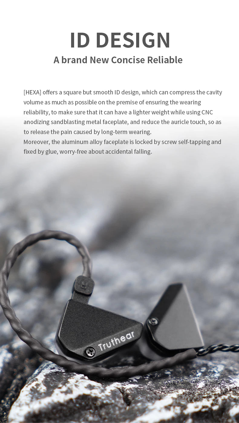 Truthear HEXA 1DD+3BA Hybrid Wired Earphones – High Fidelity In-Ear Monitor IEM Earbuds with 0.78 2Pin Silver-Plated Cable
