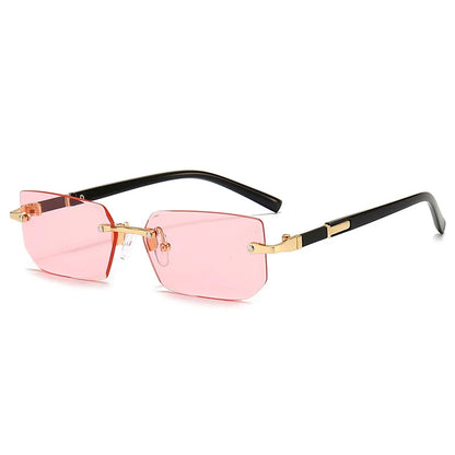 Vintage Rectangle Sunglasses Men New Rimless Fashion Beach Shades Women Trendy Luxury Brand Design Casual Anti-UV Sun Glasses