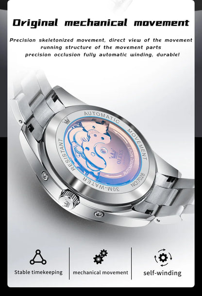 OLEVS 7028 Automatic Mechanical Men's Watch Tourbillon Dial Multifunctional Date Waterproof Luminous Watch for Men