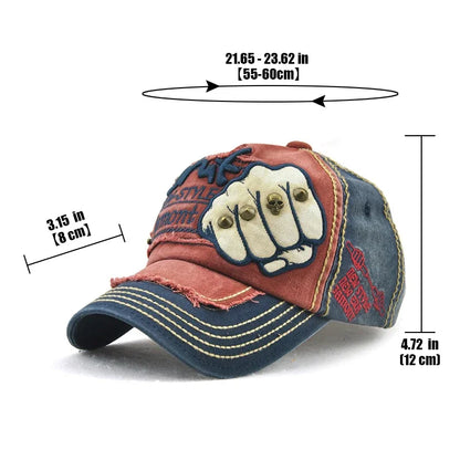 Fashion Baseball Cap Sports Outdoors Casual Cap Sun Hat Gorras Hip Hop Caps One Size Adjustable Unisex Fist Rivet Patch