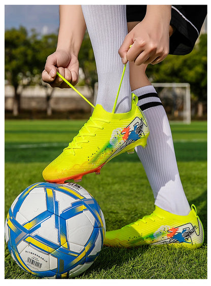 Nouvelles chaussures de football pour hommes, chaussures d'entraînement, chaussures de soccer, crampons longs FG, chaussures d'extérieur antidérapantes, chaussures de match ultralégères, livraison directe