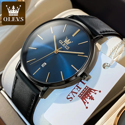 OLEVS 5869 Men's Watch Japan Quartz Movement Thin Case Fashion Waterproof Watch For Men Calendar Simple Original Male Wristwatch