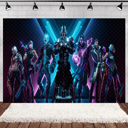 Fortnite Theme Happy Birthday Party Decoration Backdrop Shooting Game Alpaca Llama Supplies Background Baby Shower Kid Gifts
