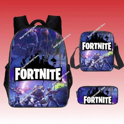 3pcs/set Fortnite Game Backpack Anime Cartoon Large Capacity Student School Bags Pencil Bag Kawaii Lunch Bag Birthday Gifts
