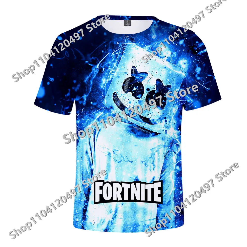 Japanese Anime Fortnite Summer T-shirt for Men and Women Battle Royale Short-Sleeved Casual Comfortable Loose Harajuku Streetwear