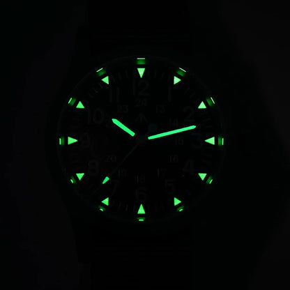 Militado ML05 38mm Military Watch Miyota 2035 Movement Domed Sapphire Crystal C3 Green Luminous 10Bar Waterproof Vintage Watches