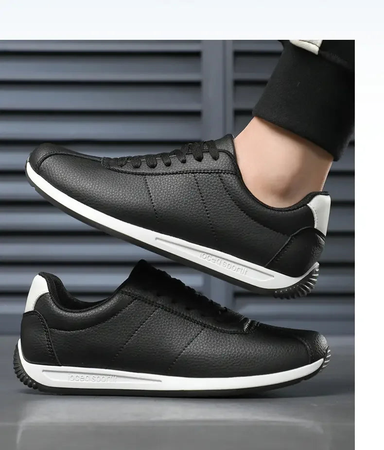 Leisure Running Summer Fashion Anti Slip Mountaineering PU Leather Sports Shoes Tennis Trend  Hot Selling Men White Flat Shoes
