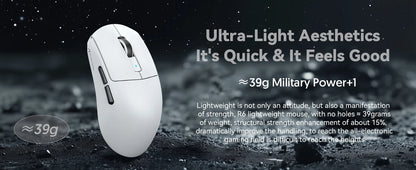 Attack Shark R6 Lightweight Wireless Gaming Mouse, PAW 3950Max Sensor Computer Mouse with Nordic 52480, 8KHz Polling
