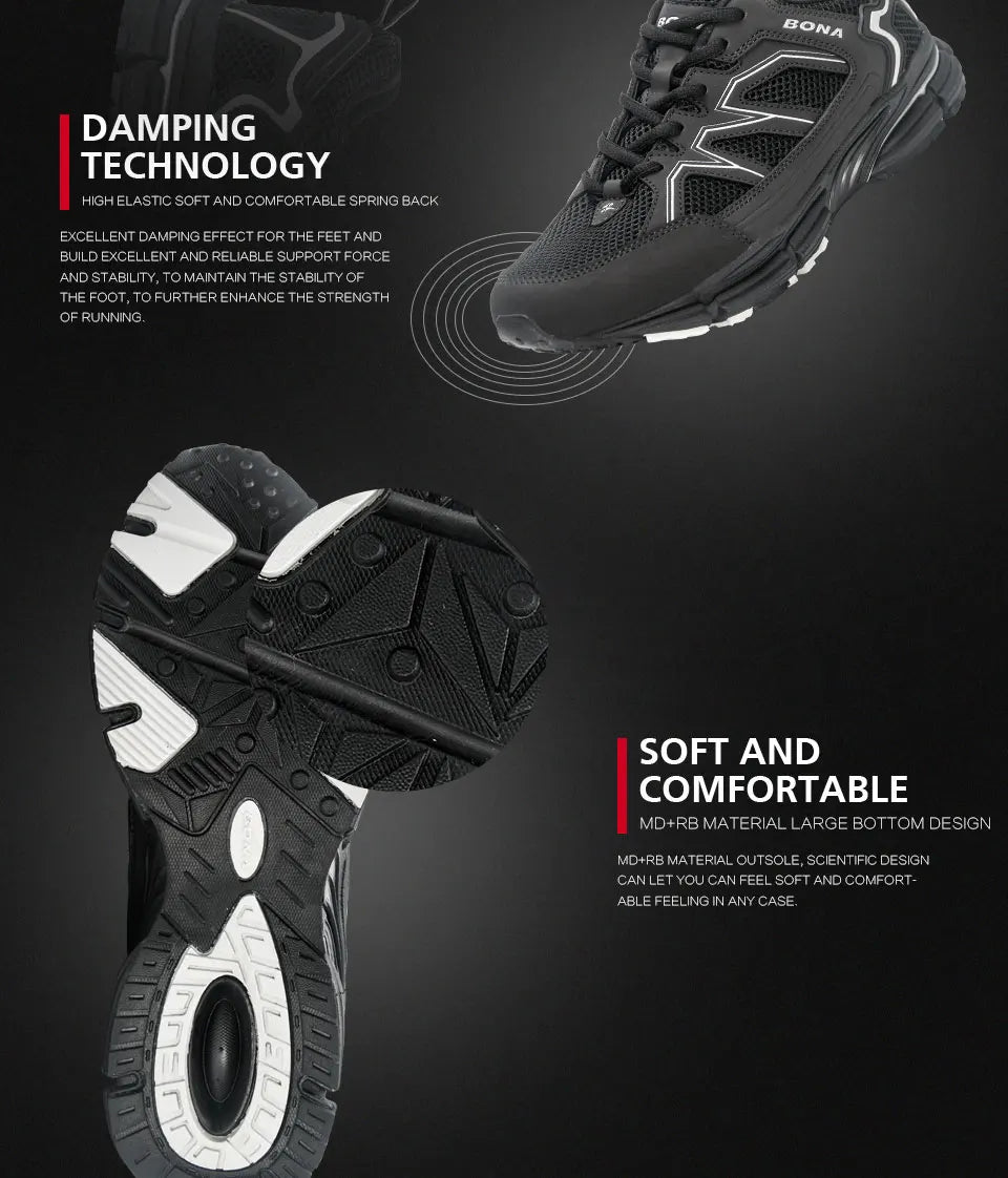 BONA 2023 New Designers Jogging Shoes Men Running Shoes Breathable Brand Sneakers Man Sports Training Walking Shoes Breathable m