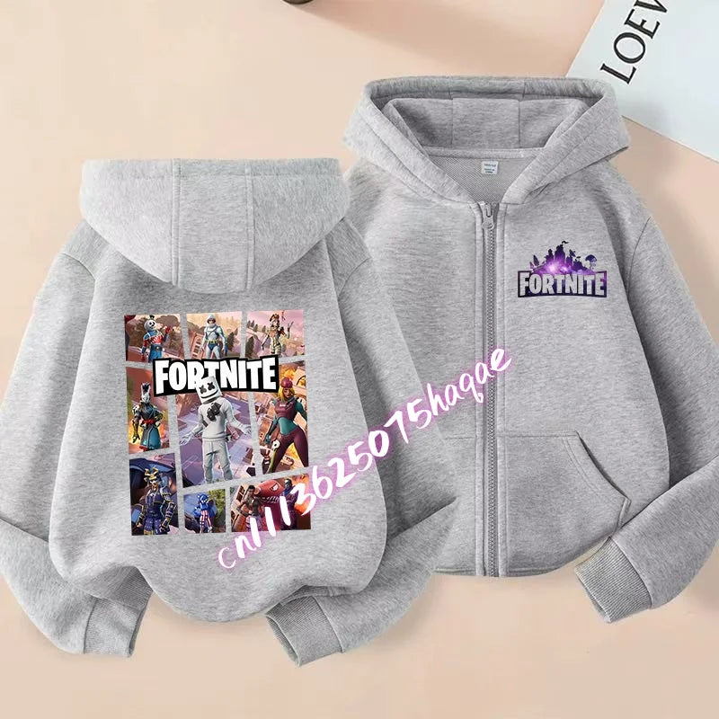 Kid Outdoor Jacket Cartoon Fortnite Girl Boy Sweatshirt Coat High-Quality Thin Windbreaker Girl Autumn Zip Jacket Clothing Tops