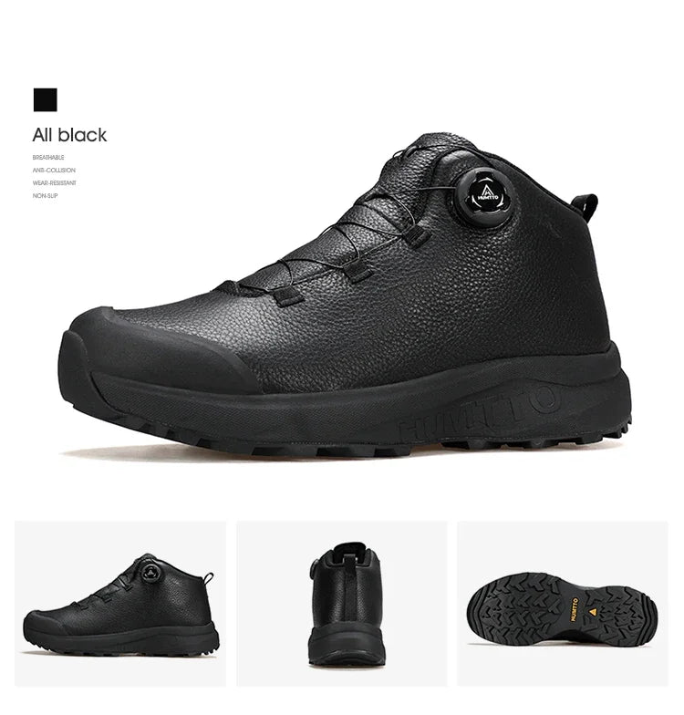 HUMTTO Leather Shoes for Men Winter Camping Outdoor Men's Sports Shoes Breathable Trekking Boots Man Non-slip Hiking Sneakers