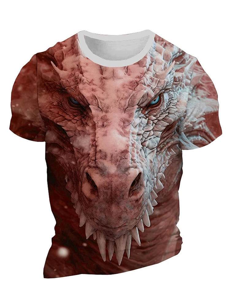 3D Dragon Print Men's T-shirt Summer Daily Casual Men's Street T-shirt Outdoor Sports Short Sleeve Urban Fashion Men's T-shirt