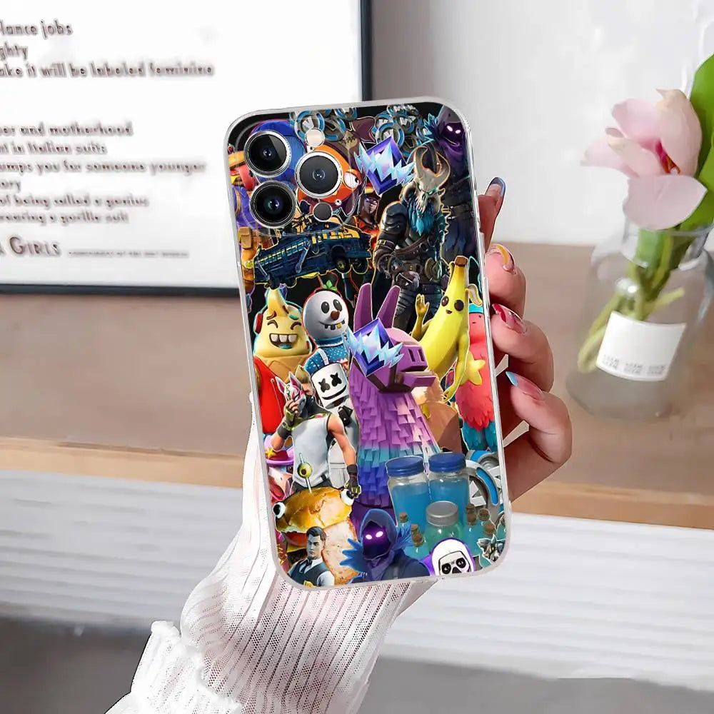 F-Fortnites-Cools telefoncover til IPhone 17 16 15 14 13 12 11 Pro Max Plus, blødt cover, personligt DIY