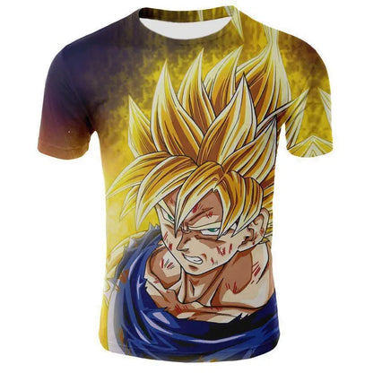 Dragon Ball -T-paita Lasten 3D-T-paita Muoti Lasten poikien lyhythihainen pyöreäkaulainen vapaa-ajan anime Super Saiya Wukong