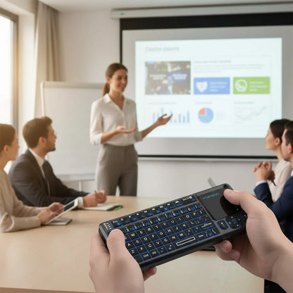 MRSVI Mini-Bluetooth-Tastatur A8 PLUS, beleuchtete 2.4GHz-Wireless-Tastatur mit Touchpad für Android TV Box, Mac, Laptop, Windows