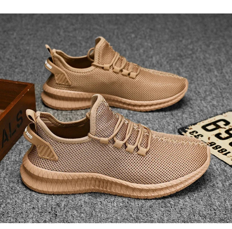 Zapatillas deportivas informales antideslizantes para hombre, transpirables, para correr al aire libre, entrenar, hacer senderismo y practicar deportes; zapatillas con cordones de tejido de punto para actividades al aire libre