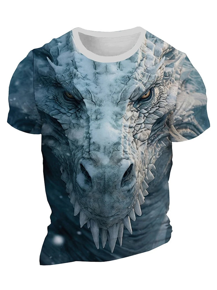 3D Dragon Print Men's T-shirt Summer Daily Casual Men's Street T-shirt Outdoor Sports Short Sleeve Urban Fashion Men's T-shirt