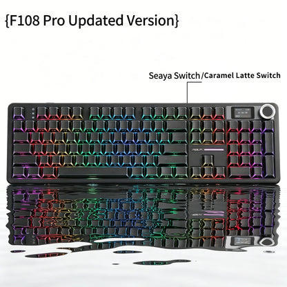 AULA F108 PRO Mechanical Keyboard Custom 100% Layout RGB Backlight Wireless Bluetooth Hifi Switch Gaming Keyboard