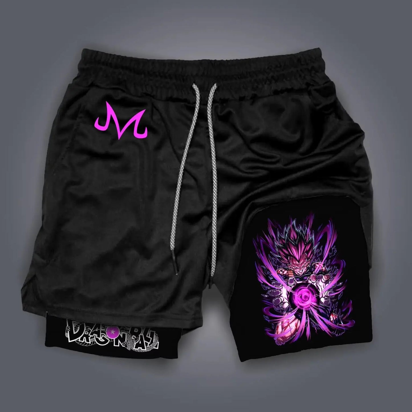 2026 Men's Shorts Double Layer 2-in-1 Dragon Ball Z Anime Graphic Print Streetwear Casual Summer Elastic Fitness Sports Pants
