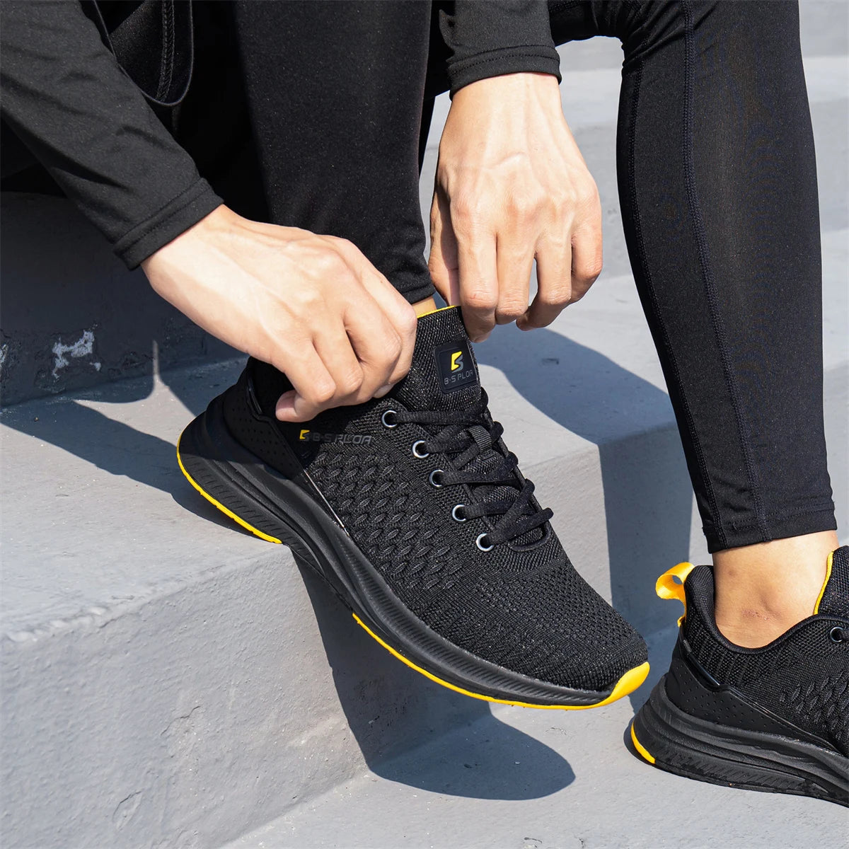 Baasploa Herren-Laufschuhe – Marke: Casual, leichte Designer-Jogging-Schuhe aus Mesh für Herren, atmungsaktive Sport- und Wanderschuhe mit Schnürung