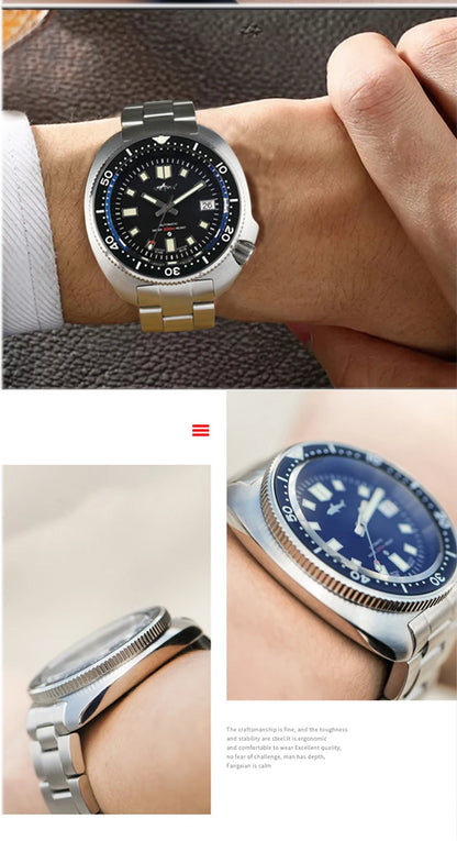 HEIMDALLR Turtle Mechanical Watch Men Captain Willard Watch Sapphire Crystal C3 Luminous NH35 Automatic Steel 200M Dive Watches