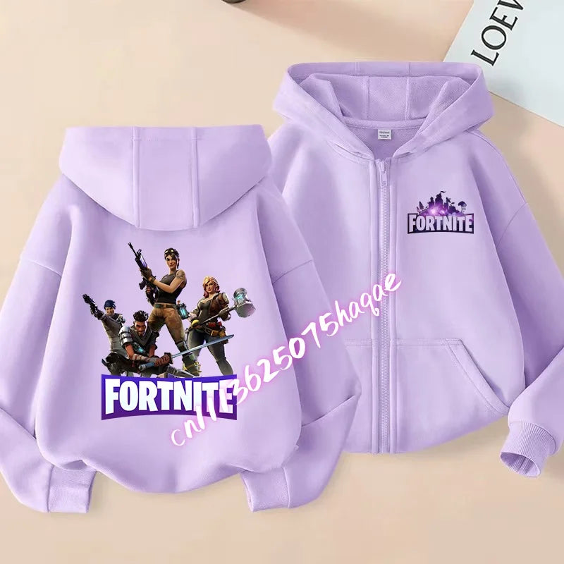 Kid Outdoor Jacket Cartoon Fortnite Girl Boy Sweatshirt Coat High-Quality Thin Windbreaker Girl Autumn Zip Jacket Clothing Tops