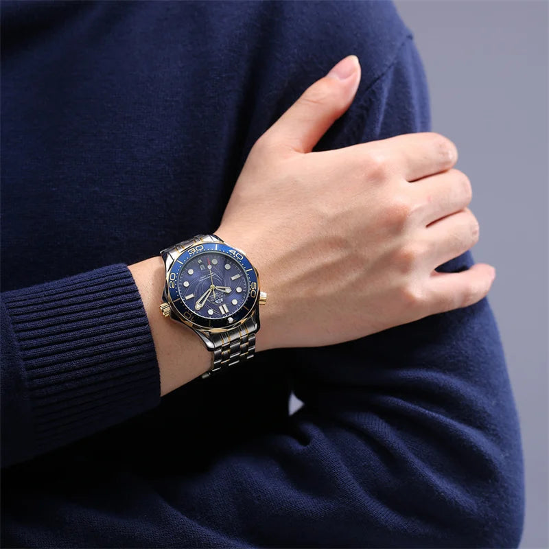 Luxury Automatic Watch for Men Stainless Steel Waterproof Calendar Mechanical Watches Fashion Casual Mens Watches Reloj Hombre