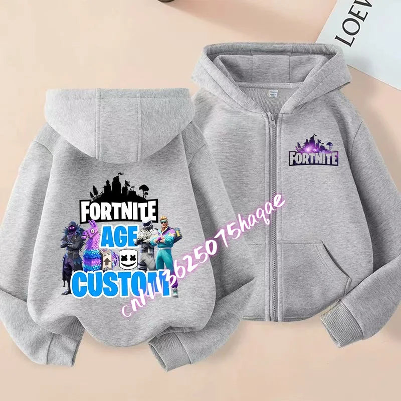 Kid Outdoor Jacket Cartoon Fortnite Girl Boy Sweatshirt Coat High-Quality Thin Windbreaker Girl Autumn Zip Jacket Clothing Tops