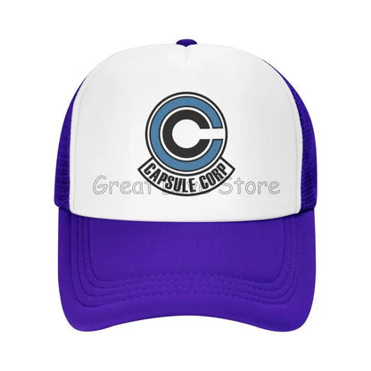 Capsule Corp Mesh-Baseballkappen Unisex-Hip-Hop-Trucker-Cap Anime DBZ Dad-Cap Verstellbare Rennkappe Sommer-Trucker-Snapback-Kappen