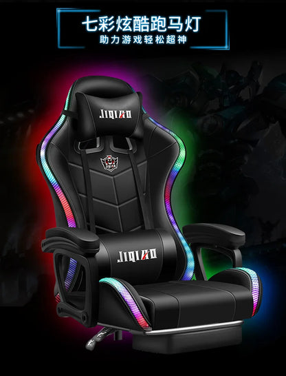 RGB Gaming Chair Ergonomic Computer Chair with Massage Function, Reclining Office Chair, Swivel Gamer Chair with Adjustable Height and Armrests