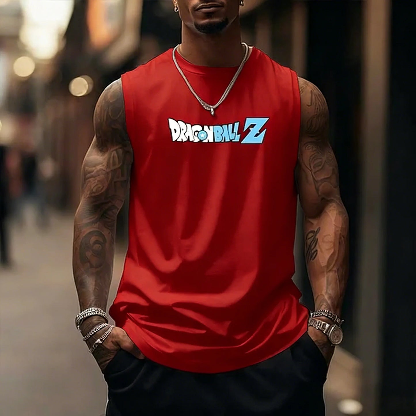 Dragon Ball Z Super Blue Vegeta American Retro Fitness Vest Y2K Harajuku Style Spring and Summer New Men's T-Shirt Daily Wear